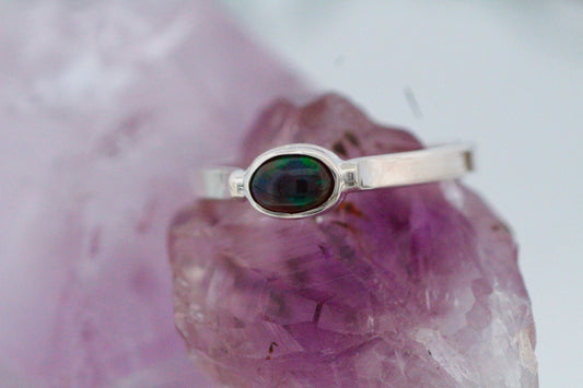 Silver Black Opal Ring