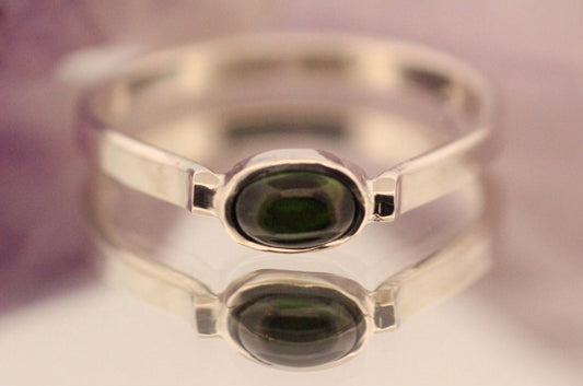 Silver Dark Green Tourmaline Ring