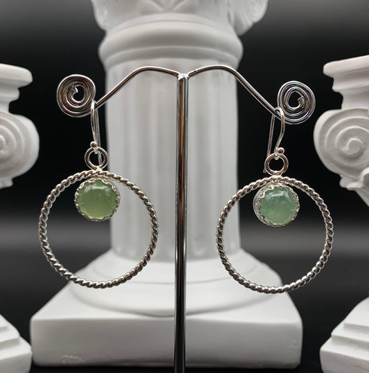 Prehnite Dangling Hoops